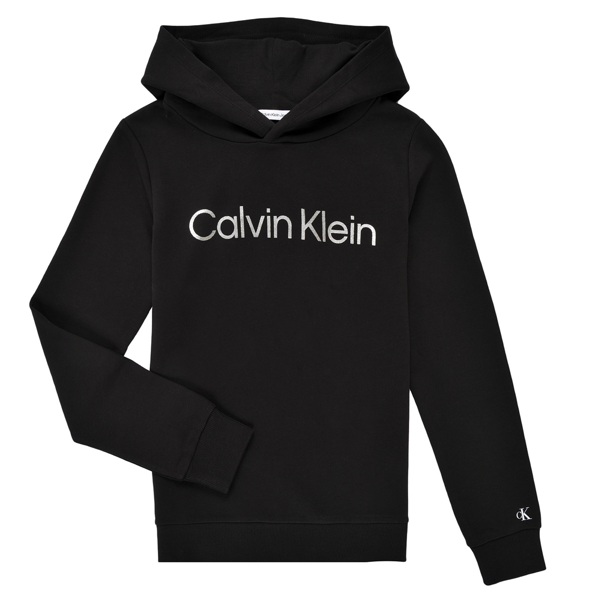 Calvin Klein Jeans Noir INSTITUTIONAL SILVER LOGO HOODI