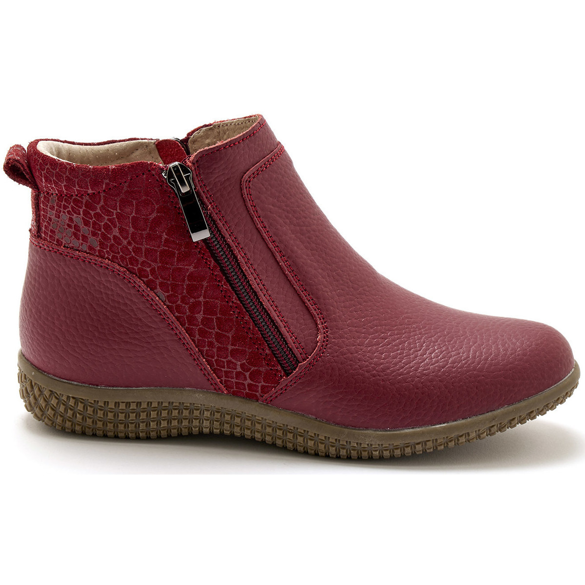 Pediconfort Rouge Boots cuir double zip uYpL3Fq5