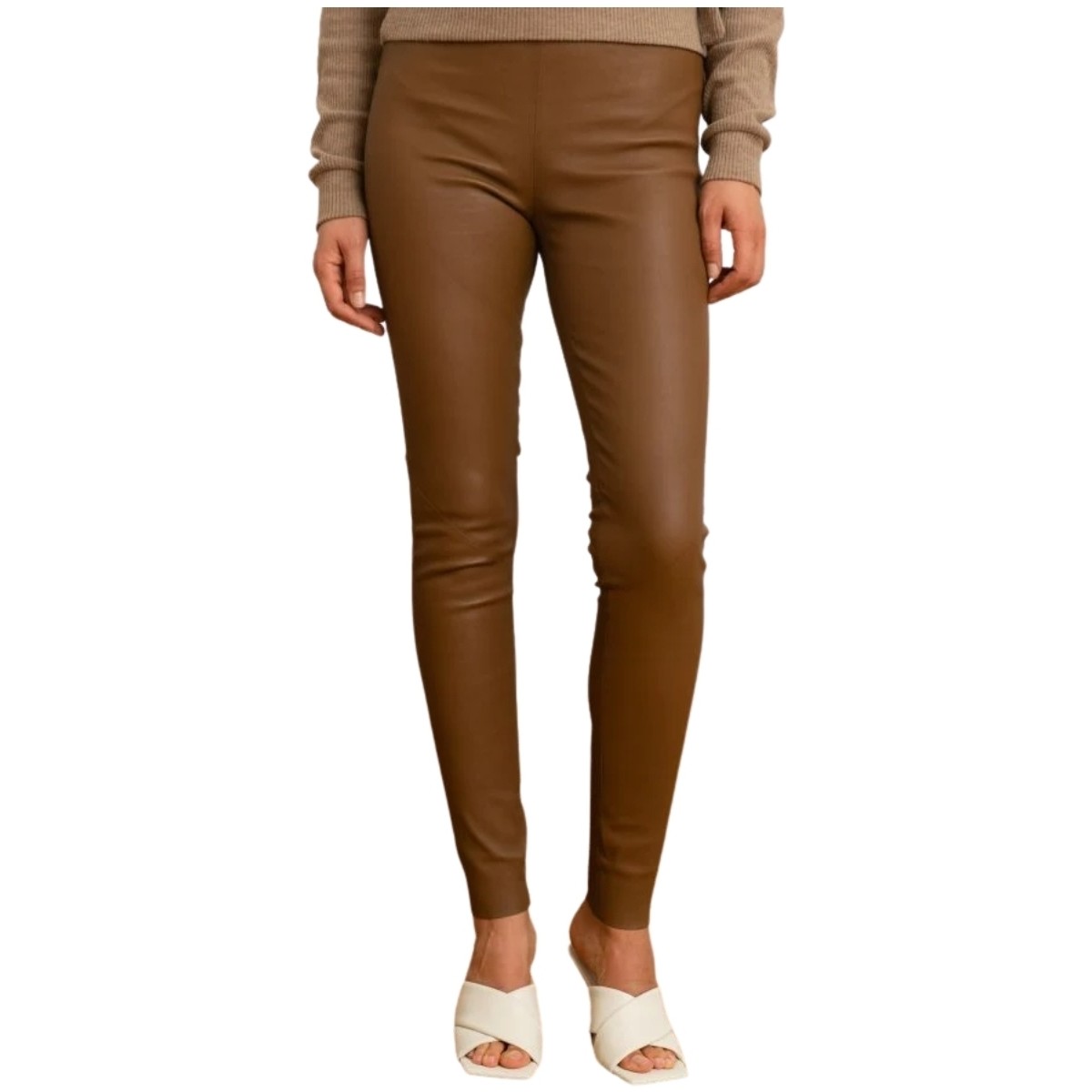 Oakwood Marron Pantalon legging en cuir femme Ref 57907