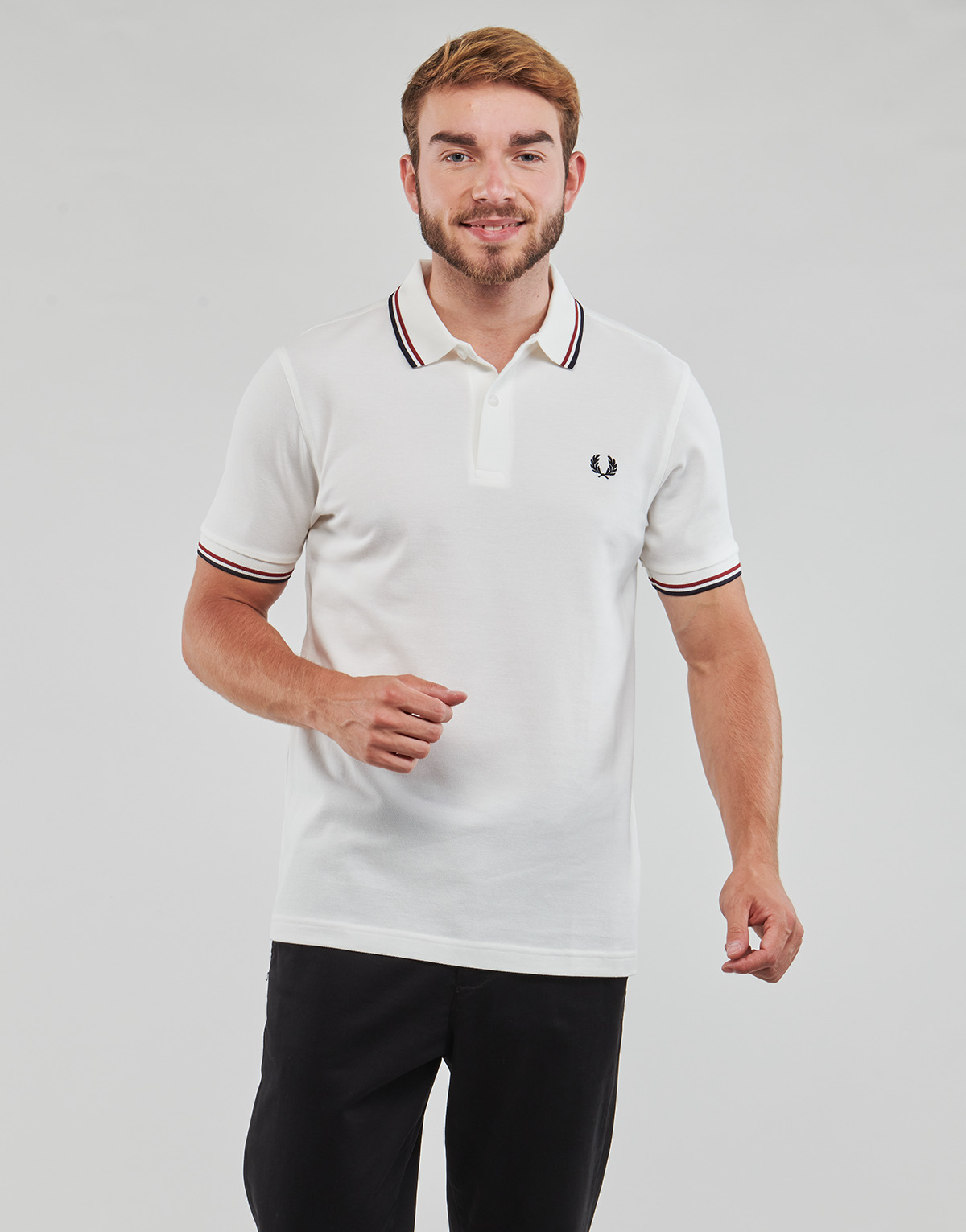 Fred Perry Blanc TWIN TIPPED FRED PERRY SHIRT z0afvYsK