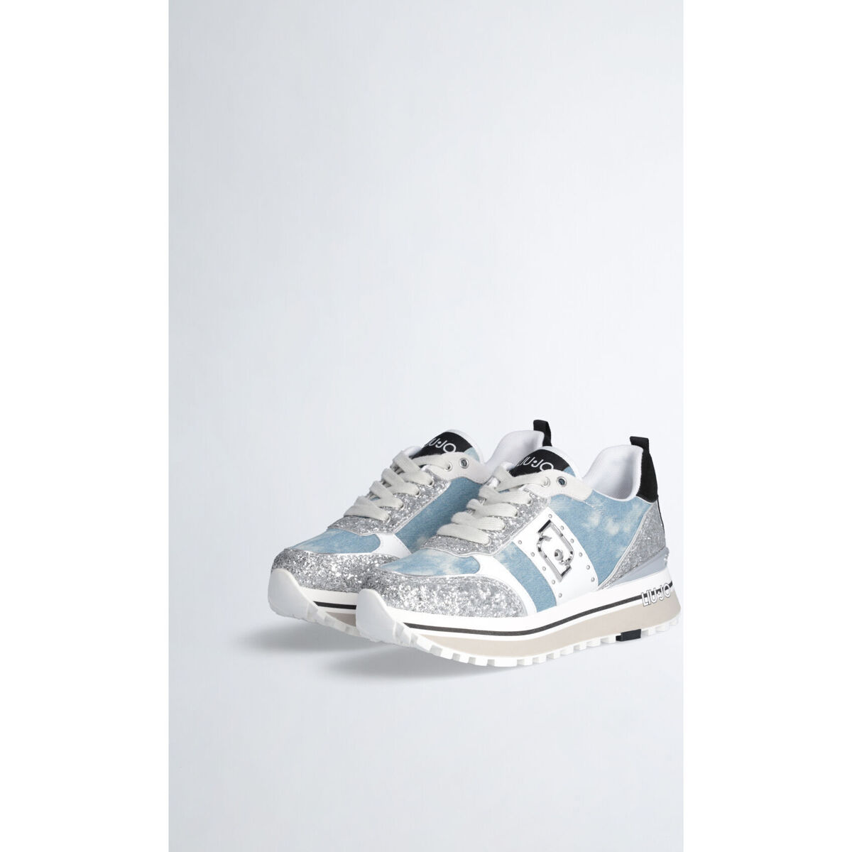 Liu Jo Bleu Sneakers à plateforme en denim et glitter spPEhOin