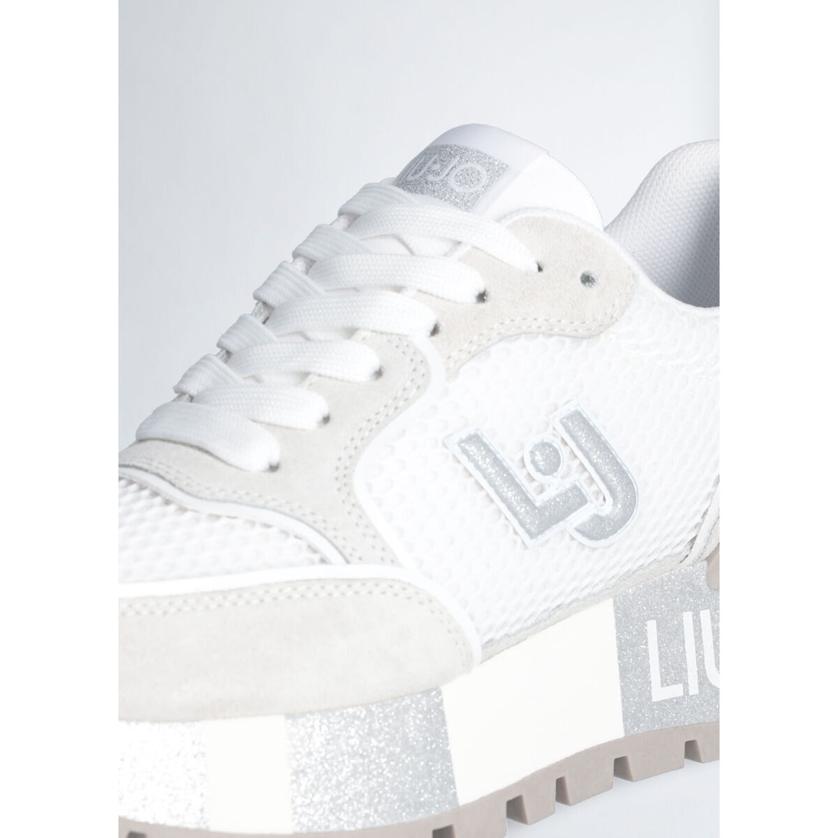 Liu Jo Blanc Sneakers à plateforme en daim et maille filet ZGwCx5gH
